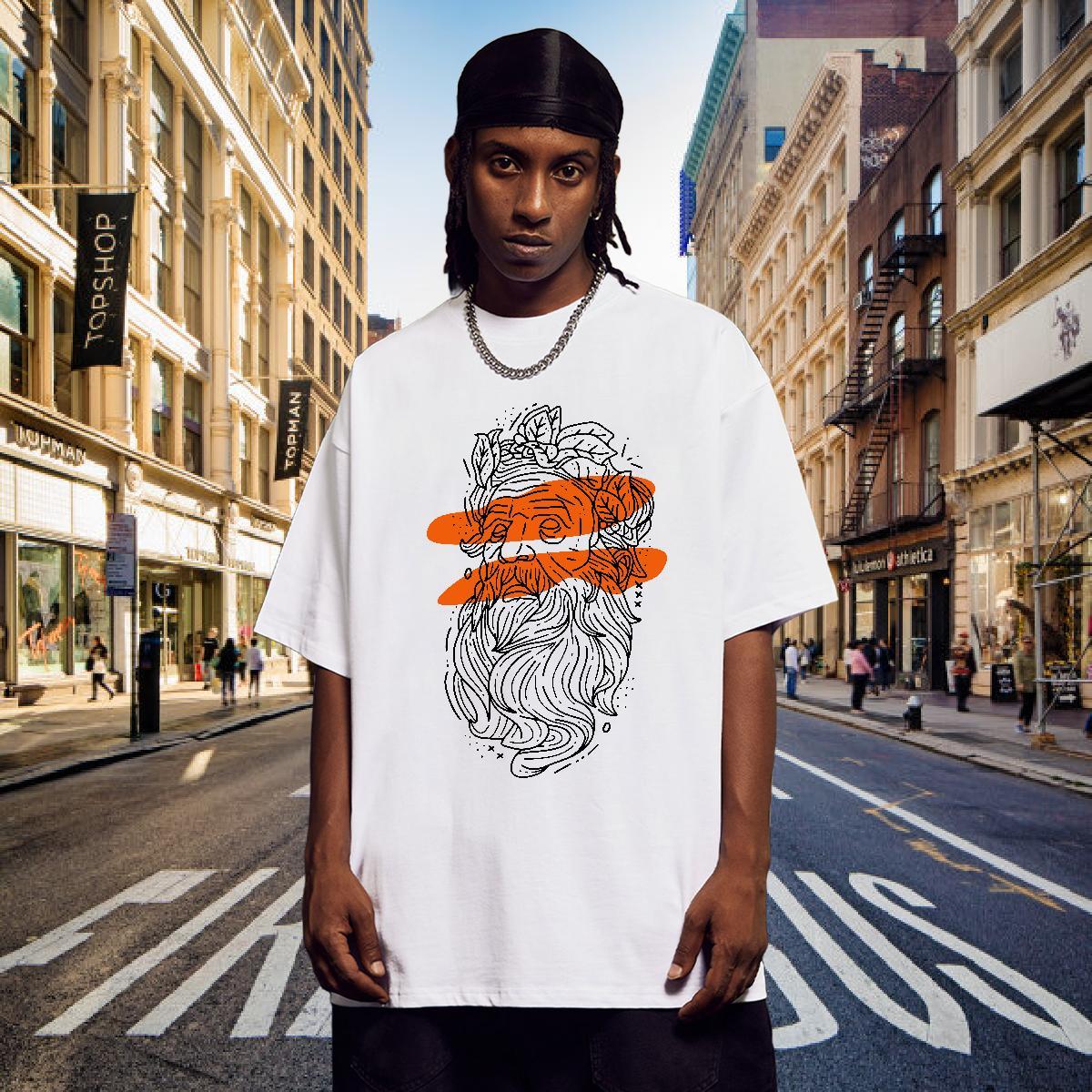 Man T Shirts 230g Pure Cotton portrait Daily Wear Breathable Short Sleeve Graphic Men Tshirts Casual New Cool Design Tops Shirt