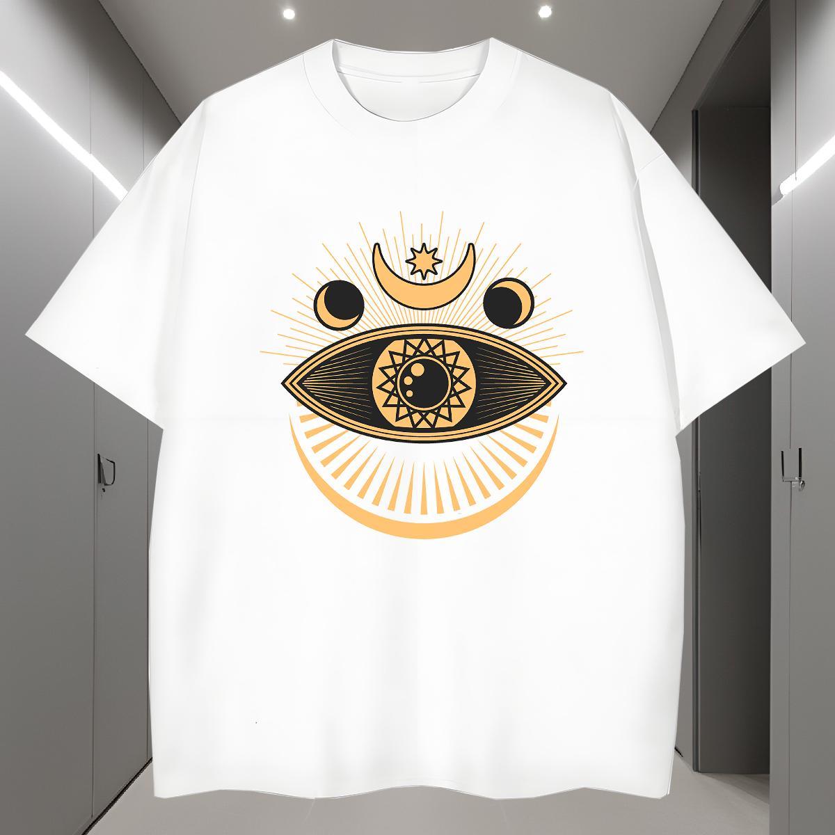 Men T Shirts 100% Cotton 230g eyes Casual Breathable Crew Neck Graphic Couples T Shirts 2024 Summer Free Shipping Clothings