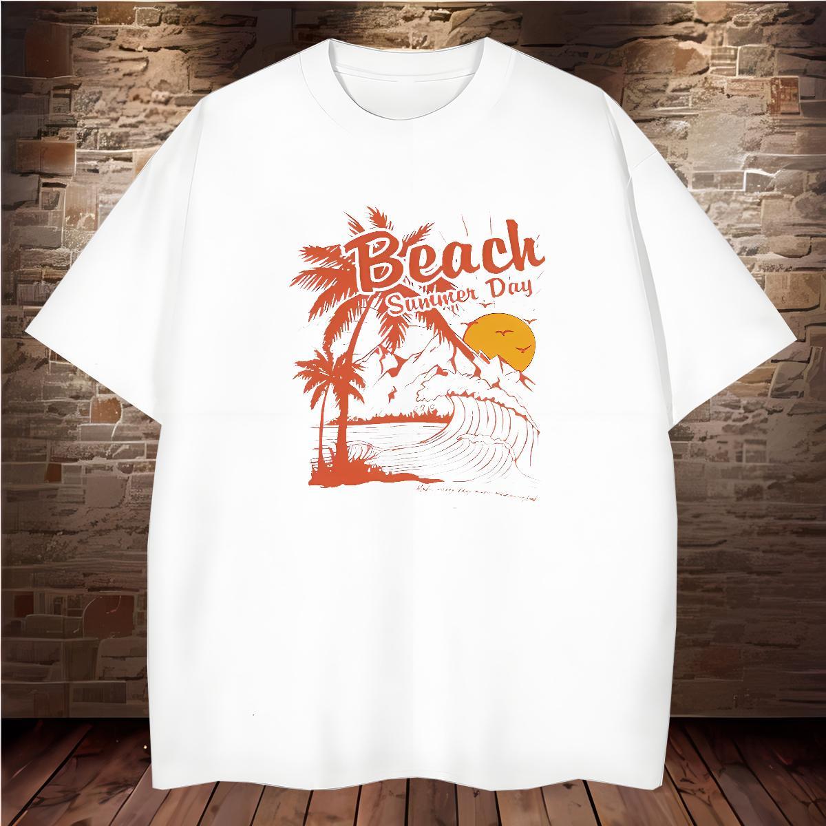 Men T Shirts 230g Pure Cotton tree Street Casual Short Sleeve O-Neck Plus Size Custom Men Tshirts 2024 Free Shipping Top Tees