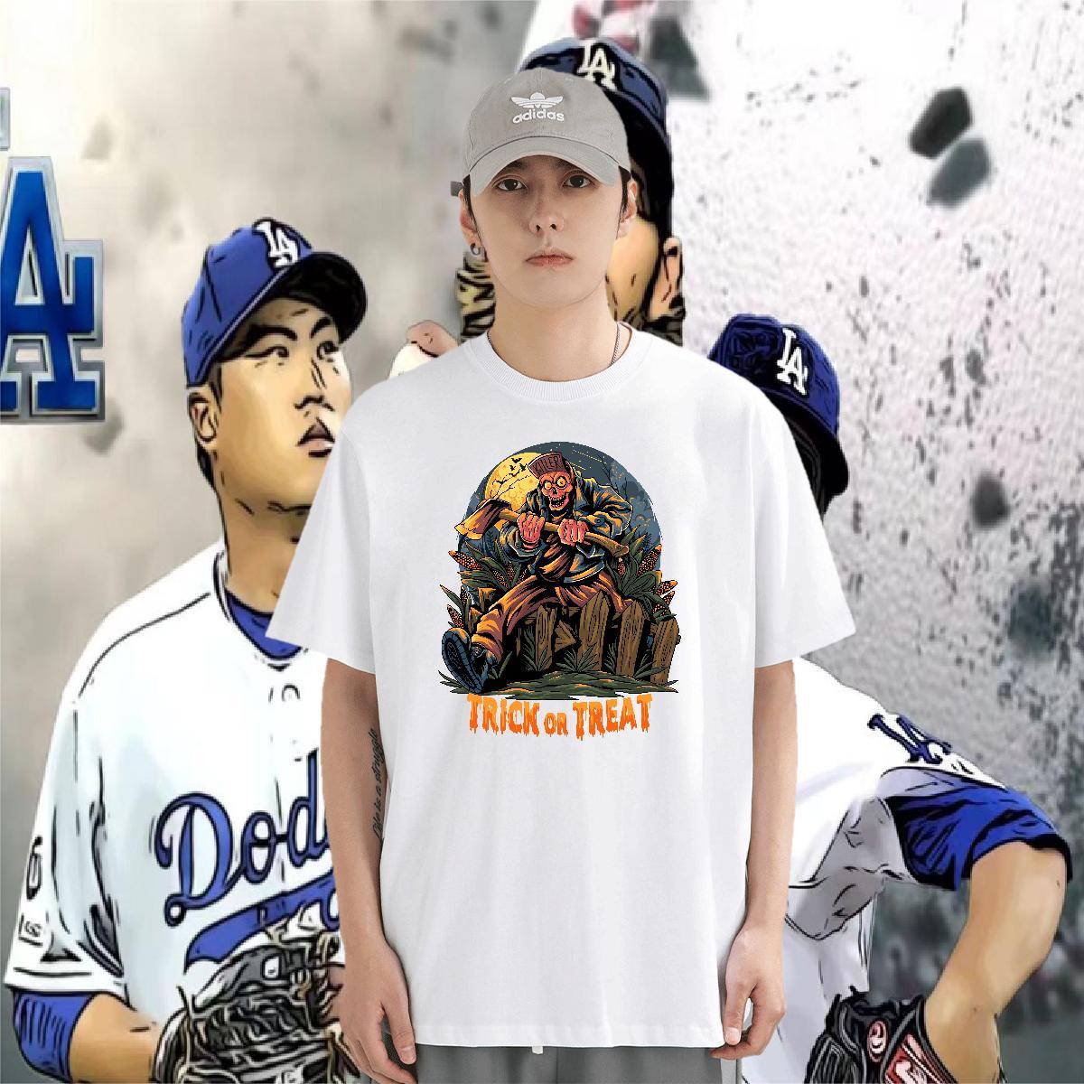 T Shirts Men 100% Cotton 230g monster Home Outdoor O Neck Short Sleeves Custom Print Plus Size Men Tees Fashion New Loose Wear