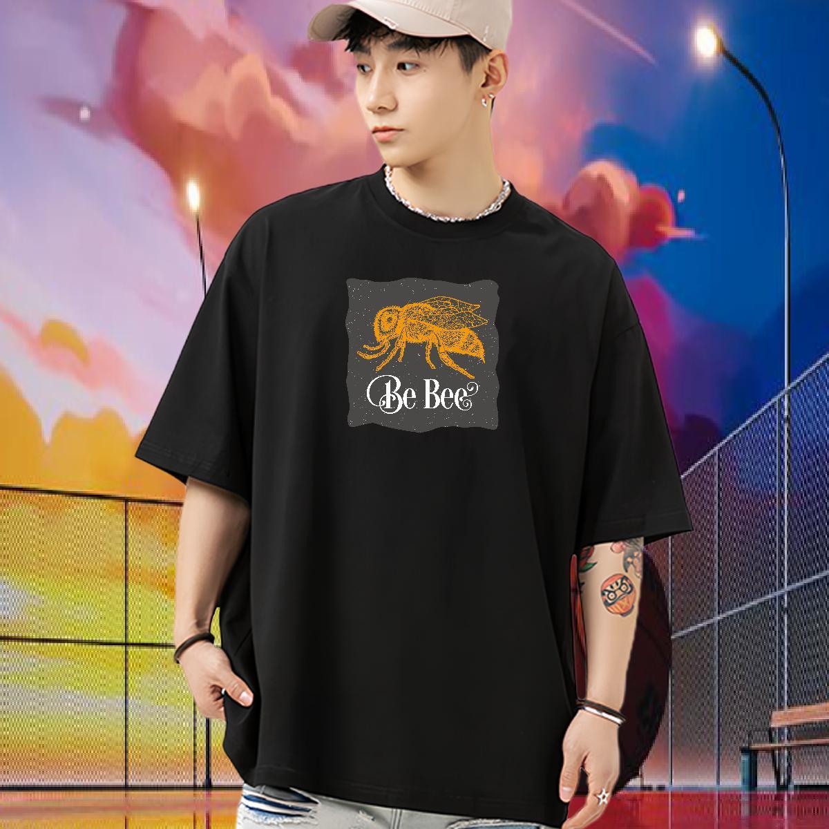 2024 New T-Shirts for Men 230g Cotton bee Outdoor Tops Breathable Short Sleeve Designer Men Tshirts Custom Print Plus Size