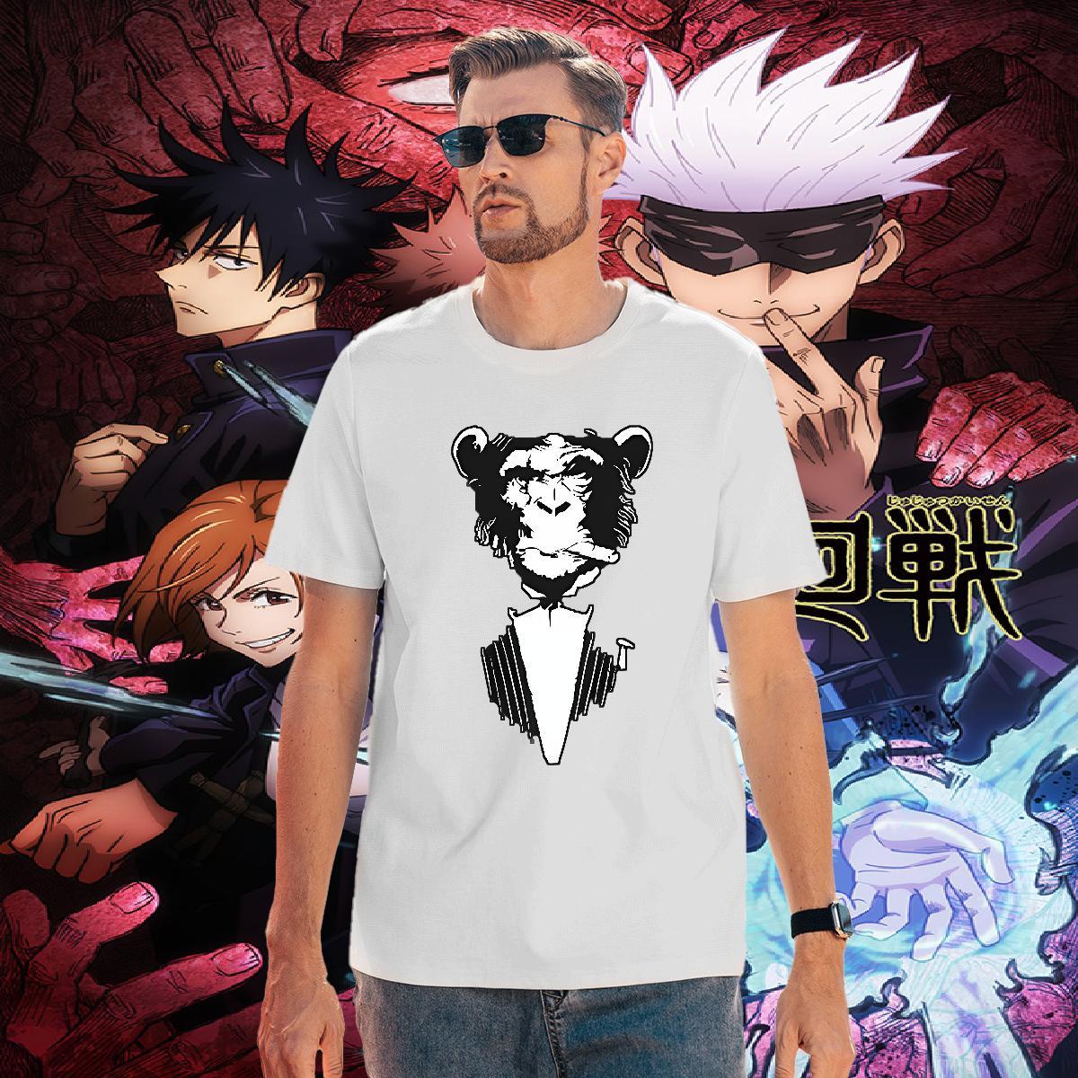 Unisex Tshirts 100% Cotton 230g chimpanzee Men T Shirts Spring Summer Short Sleeve Soft Plus Size Cartoon Classic Casual Top Tees