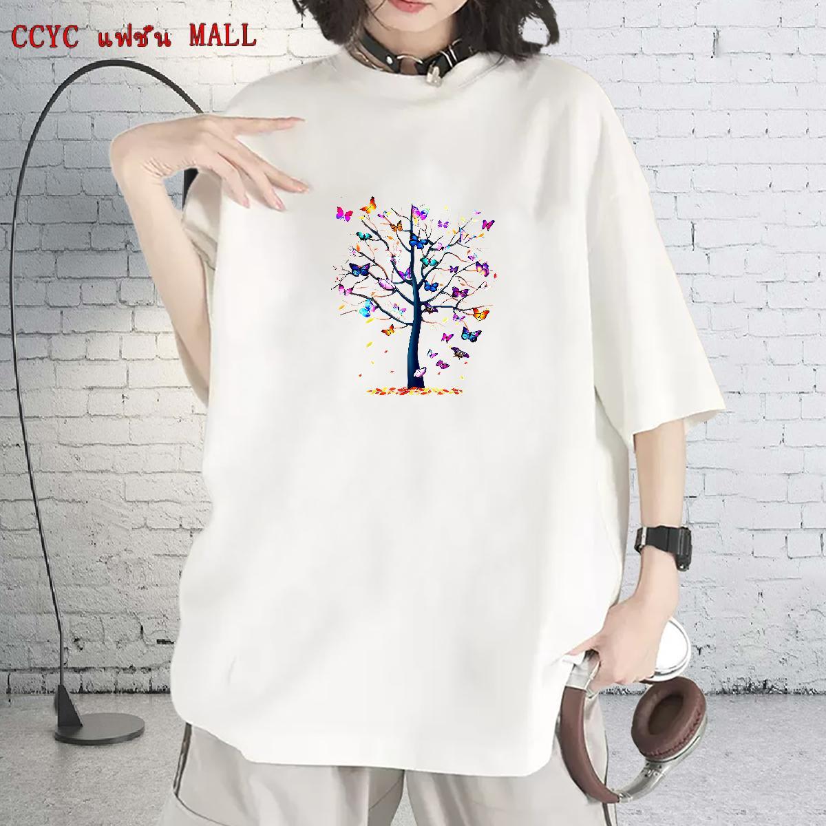 Brand Woman T Shirts Breathable Crew Neck Unisex Tshirts Cartoon Anime Butterfly Sport 100% Cotton 230g Classic Tees