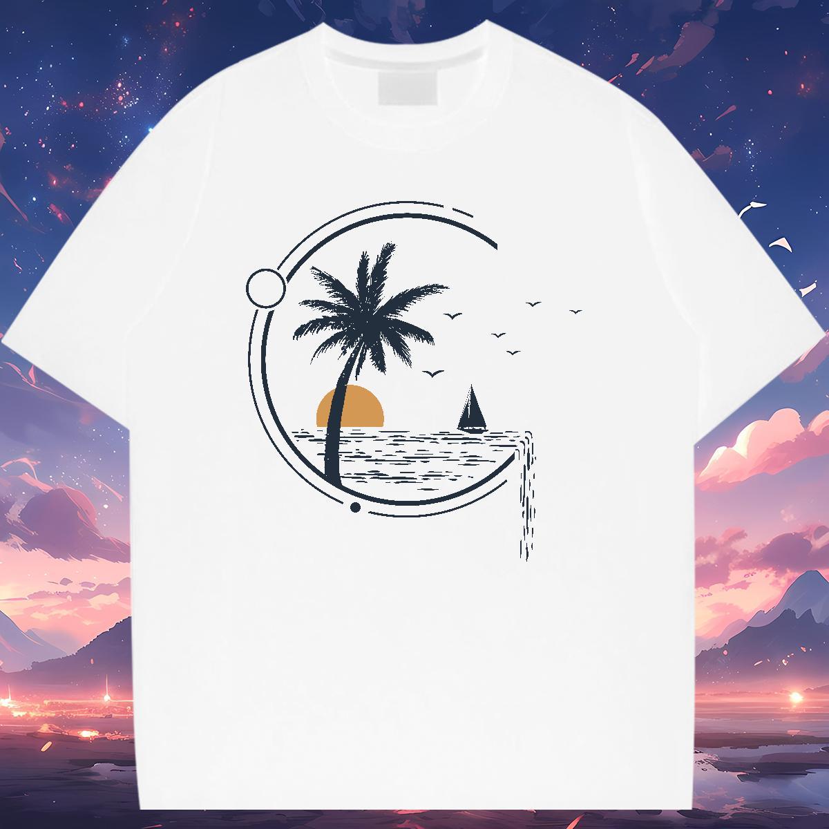 Man T Shirts 230g Cotton tree Hip Hop Pure Cotton DIY Printed Men Clothes T-Shirt Stylist Free Shipping Clothings