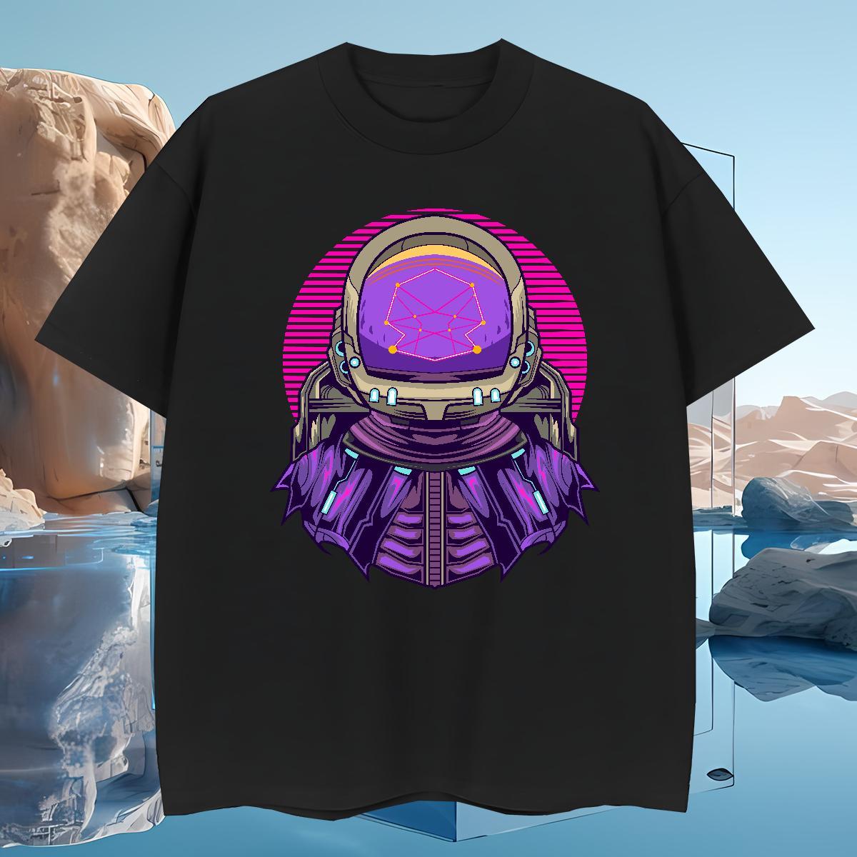 T Shirts Men 100% Cotton 230g cosmonaut Street Casual Crew Neck Breathable DIY Printed Couples T Shirts 2024 Summer Cool Design Wear