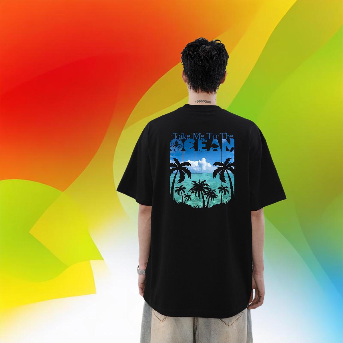 Casual New T Shirt For Man 230g Cotton tree Spring Summer Tees Shirts Short Sleeve O-Neck Popular Mens Tshirts Skull