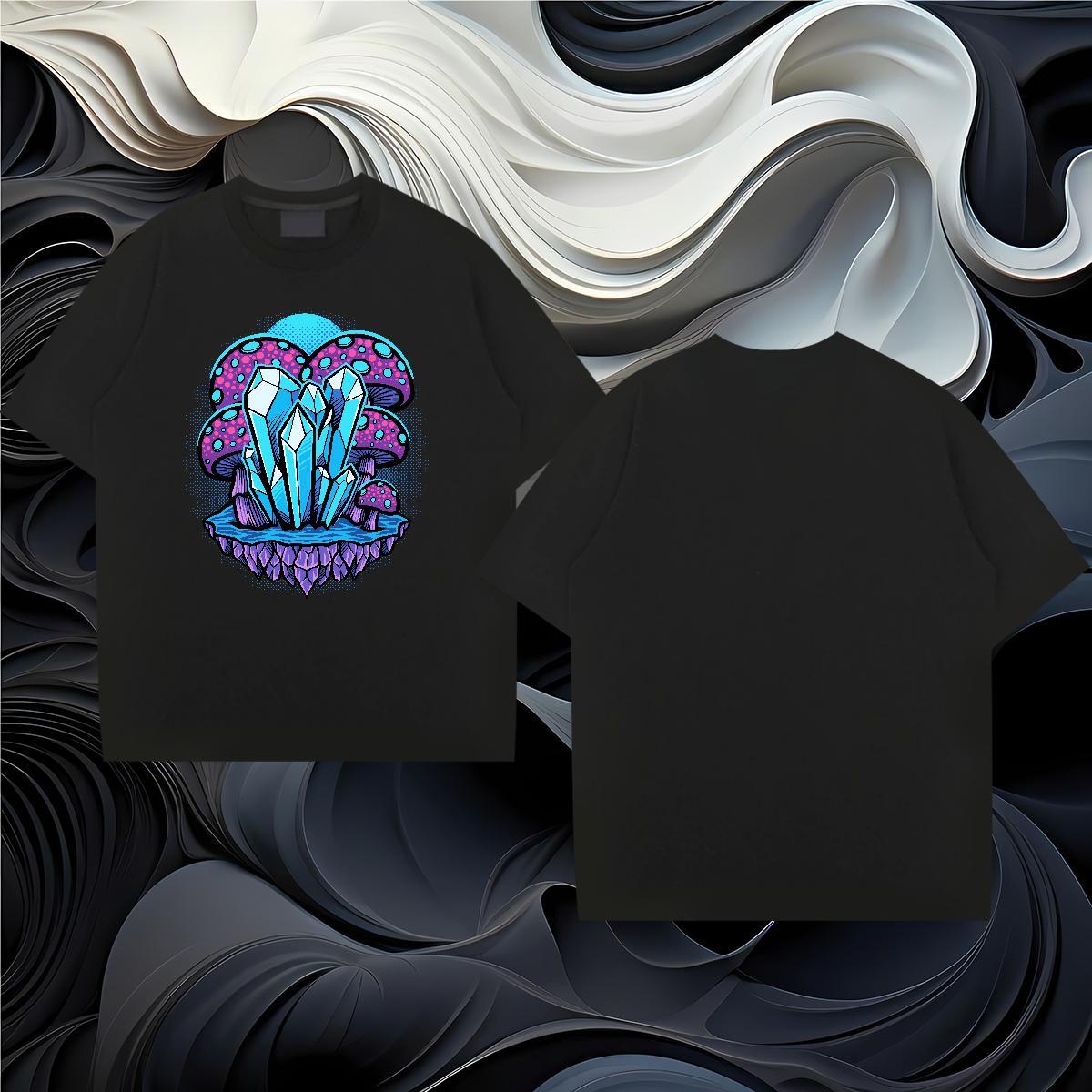 2024 DIY T-Shirts for Men 230g 100% Cotton mushroom Street Tops Tees Short Sleeve O-Neck Designer Tshirts Cartoon Printing L-4XL