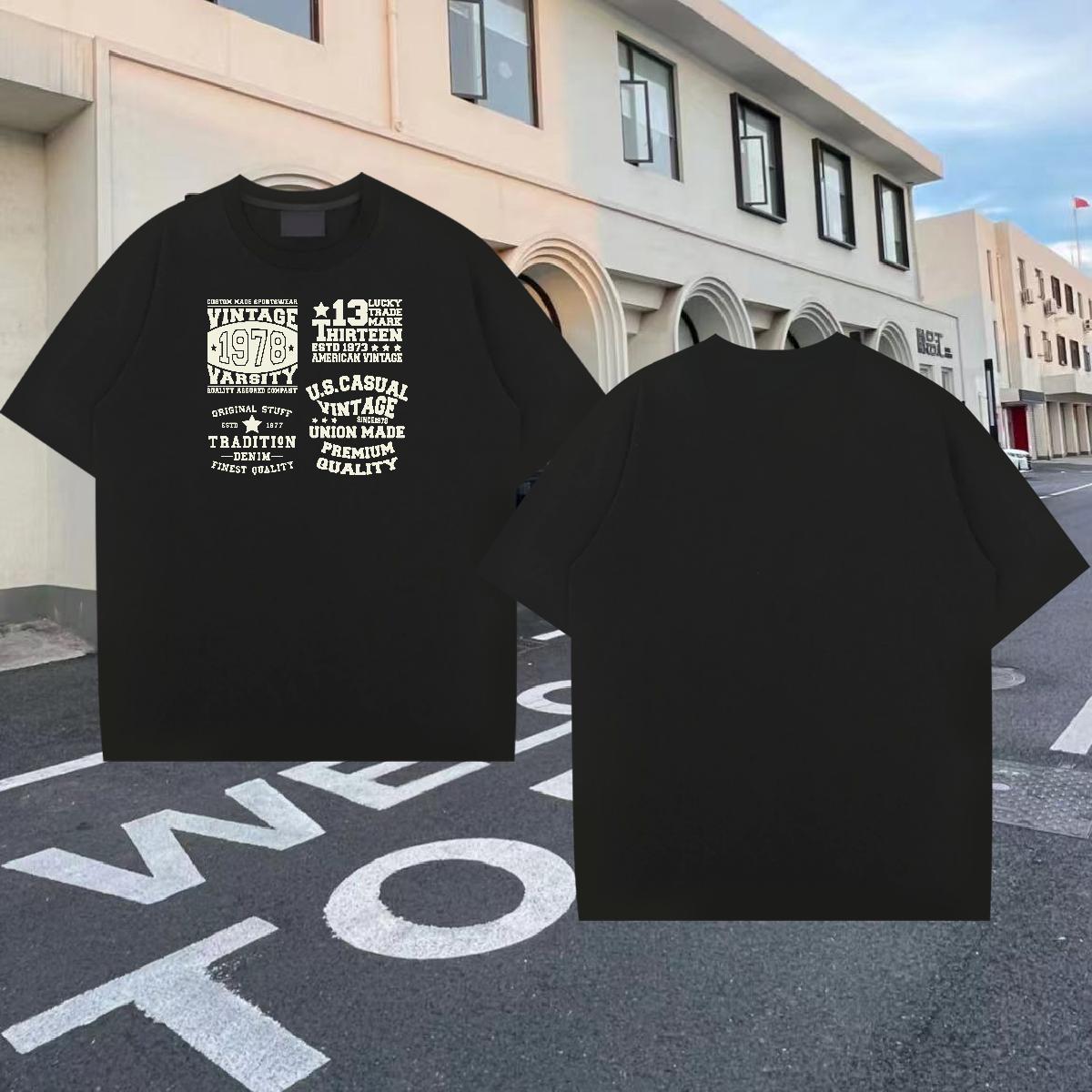 Unisex Tshirts 230g 100% Cotton High Street Hip Hop letter Plus Size Custom Breathable Crew Neck Classic T-Shirts for Men Tee Shirt