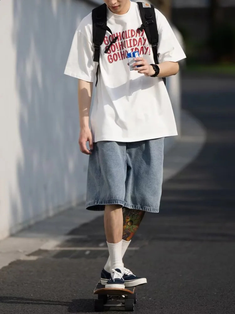 Mens Shorts Jeans Blue Denim Jorts Baggy Harajuku Pants Streetwear Y2k Oversize Korean Fashion Vintage Unisex Summer Clothes y240824
