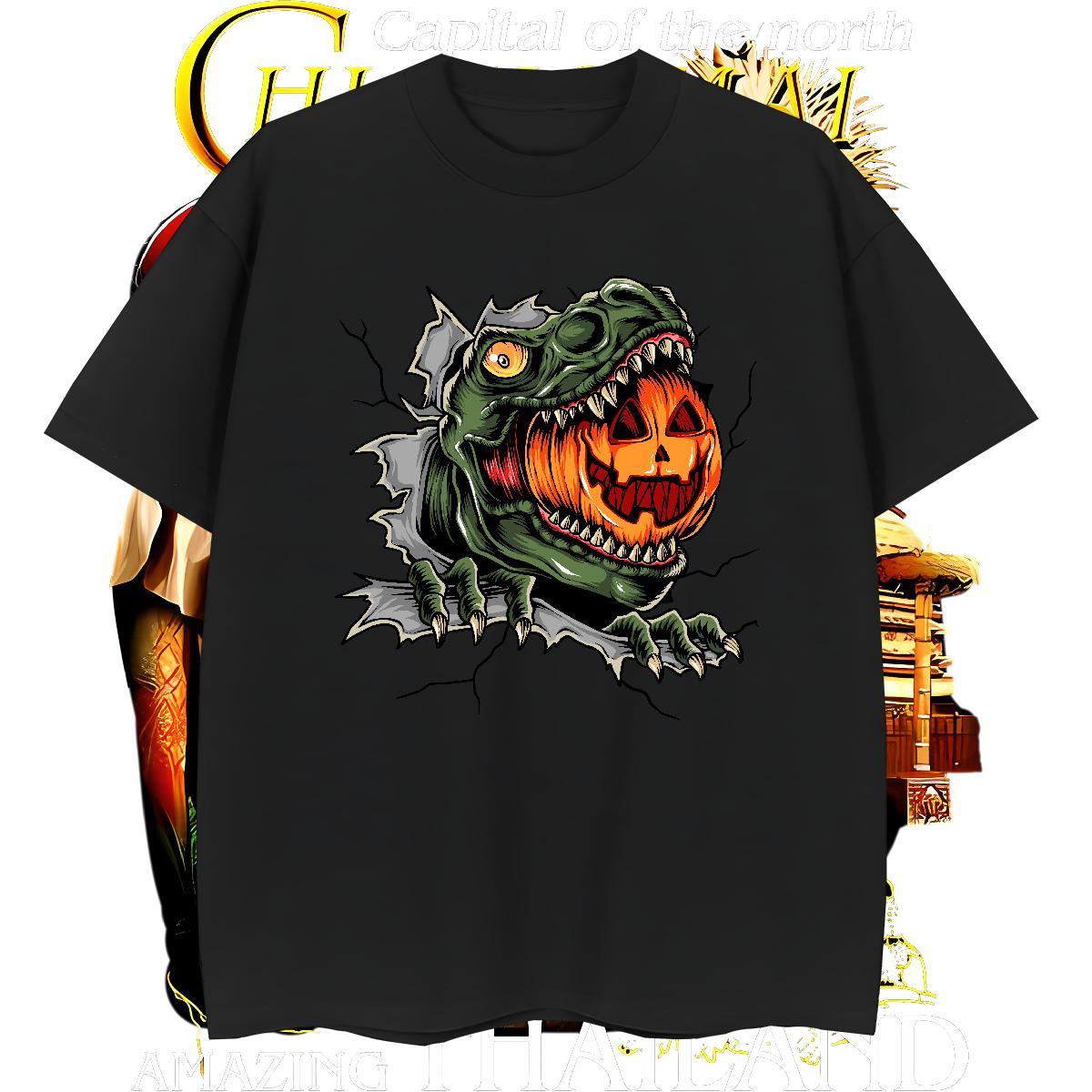 Comfortable Couples T Shirts 100% Cotton 230g Halloween T Shirt For Man Daily Wear O-Neck Short Sleeve Cartoon Print Stylist Tees