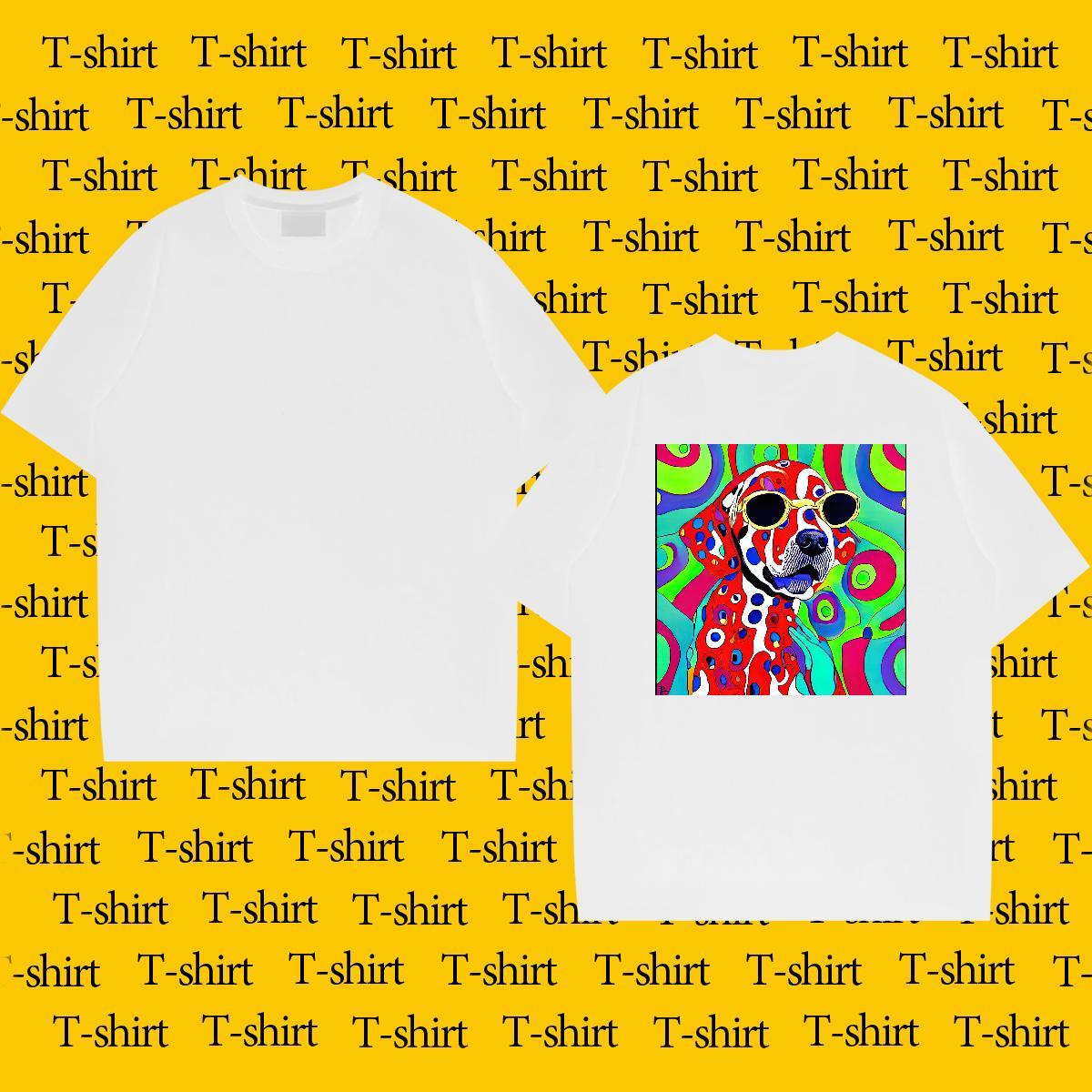 2024 Summer Man T Shirts 230g Pure Cotton dog Daily Outfit Tees Breathable Short Sleeve Brand Tshirt for Man Woman DIY