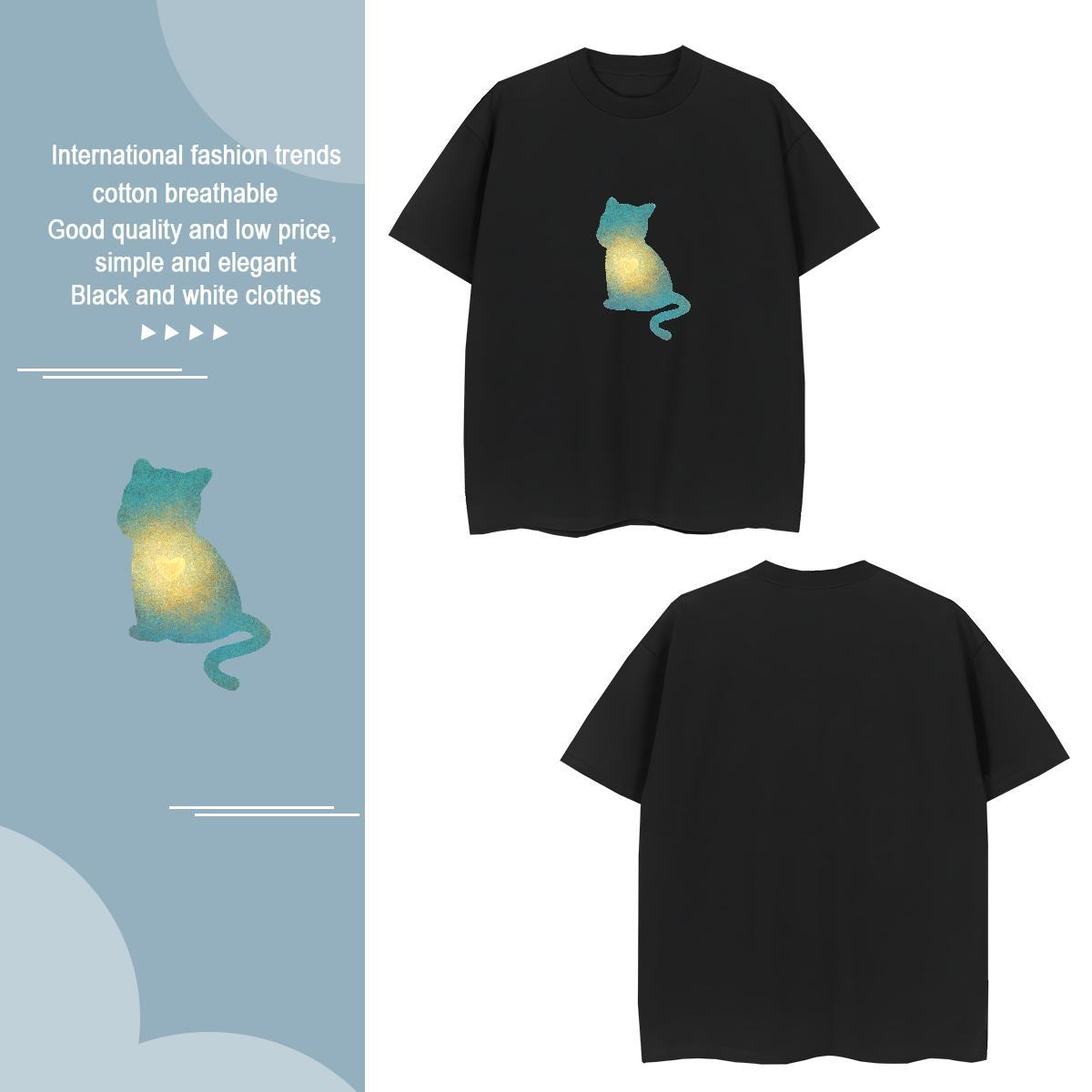 T shirt 100% Cotton 230g cat Street Wear Crew Neck Breathable DIY Anime Men Tops Tees Fashion Designer TOP Quality Tee Shirt