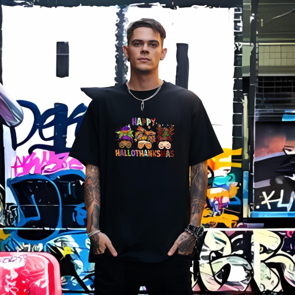 Men T Shirts 230g Pure Cotton halloween Sport Breathable Short Sleeve DIY Anime Tshirt for Man Woman Classic Casual Comfortable Wear