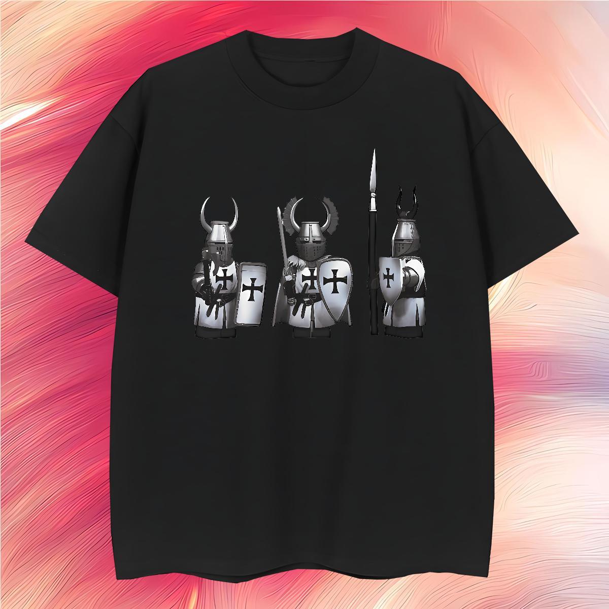 T Shirts Men 230g Pure Cotton knight Casual Beach Breathable Short Sleeve Anime Men Tops Tees DIY Brand Tshirts