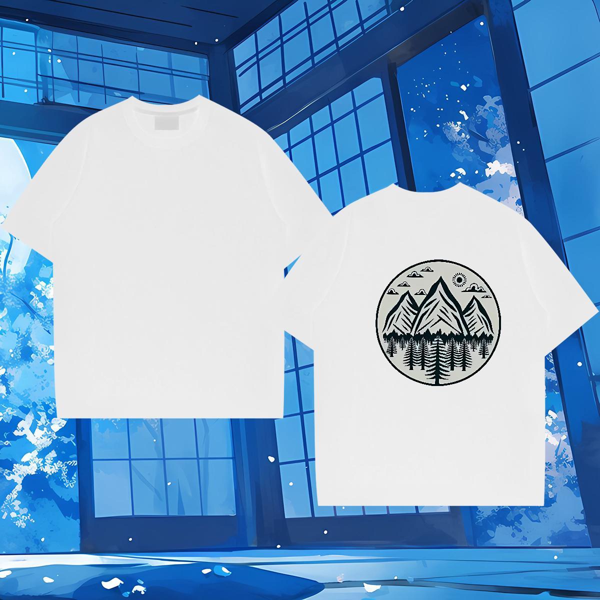 Classic Casual Man T Shirts 230g Pure Cotton tree Hip Hop Tees Shirts O-Neck Short Sleeve TOP Quality Couples T Shirts DIY Anime