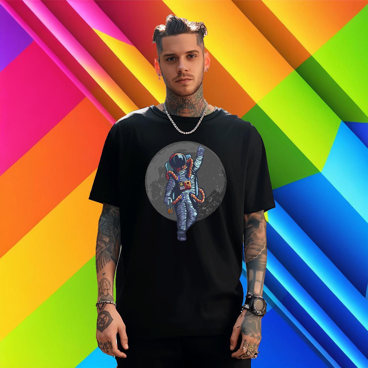 T shirt 230g Pure Cotton cosmonaut Home Outdoor Breathable Short Sleeve Cartoon Print Couples T Shirts Fashion Design High Quality Tees Shirts