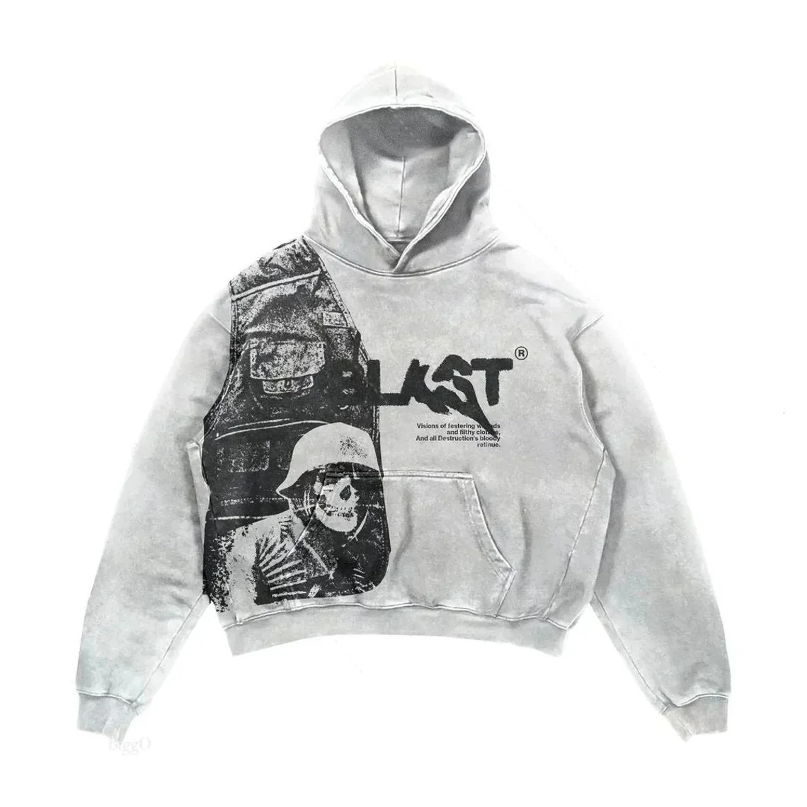 Vintage Y2K Hoodie Coats Street Clothing Gothic Casual Letter Explosion Printed Pattern Skull Fashion Harajuku Mens 240816