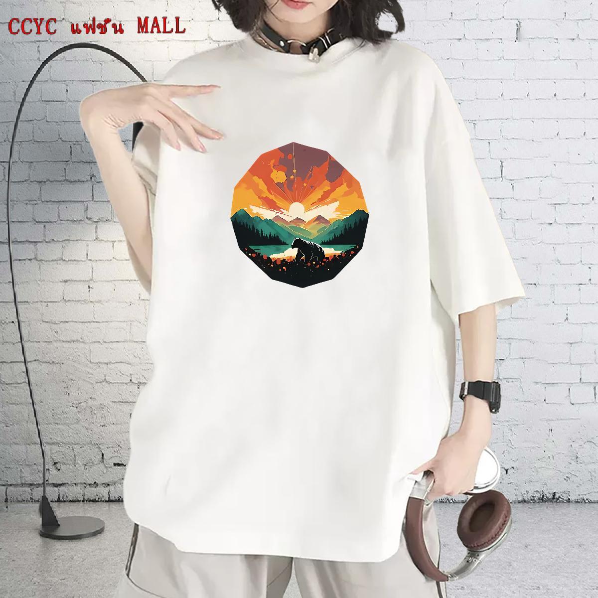 Free Shipping Women T Shirts Crew Neck Breathable Lady T shirt Graphic bear Beach 100% Cotton 230g Stylist Tops Tees