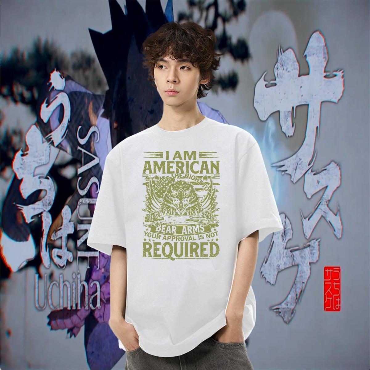 Comfortable Men Tops Tees 100% Cotton 230g Anime Printing Street cool Asian Size Pure Cotton New Men T Shirts Clothings