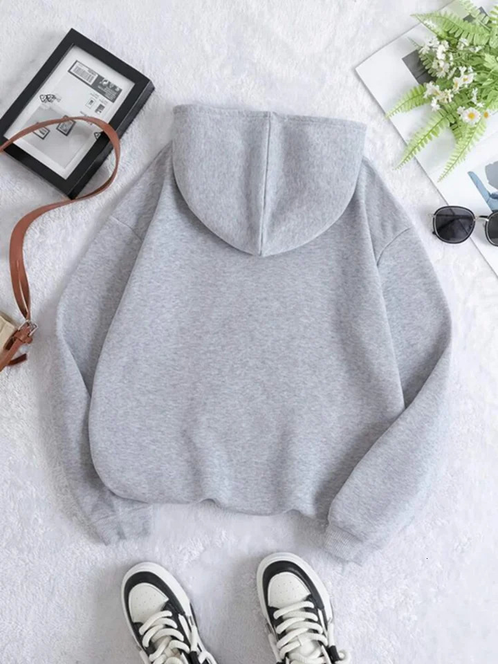 Korean Fashion Solid Color in Hoodies Sweat-shirt Woman Clothing Black Hoodie Pullover Women Hooded Sweatshirt Woman Coats 240806