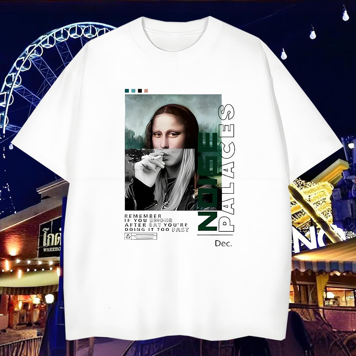 T-Shirts for Men 230g Cotton character Street Round Neck Short Sleeve Oversized 3XL 4XL Men Tees 2024 Comfortable Top Tees