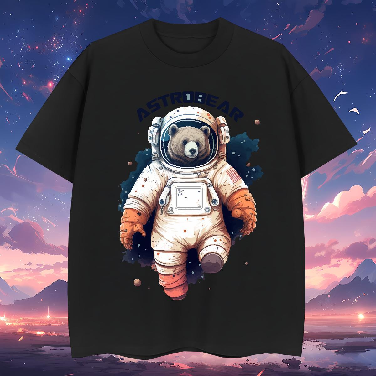 T shirt 230g 100% Cotton cosmonaut Casual Daily Wear Breathable Black Oversized Men Clothes T-Shirt Factory Direct Comfortable Tees