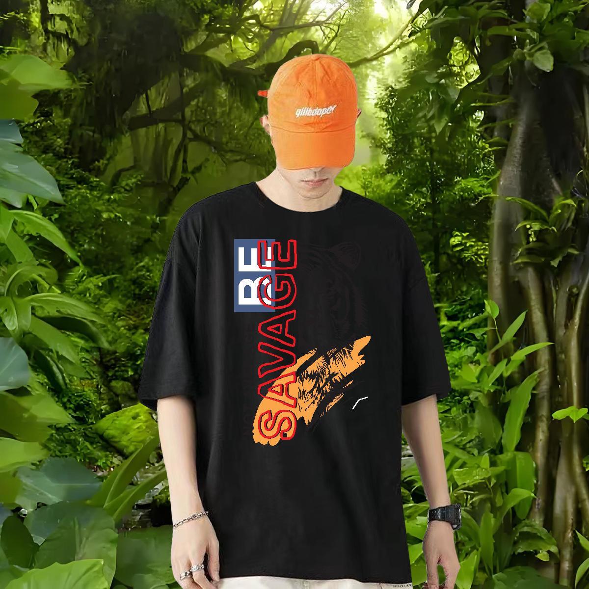 Factory Direct T-Shirts 230g 100% Cotton tiger Hip Hop Street Tops Tees Breathable Crew Neck Classic Mens Tshirts Cartoon Printing L-4XL