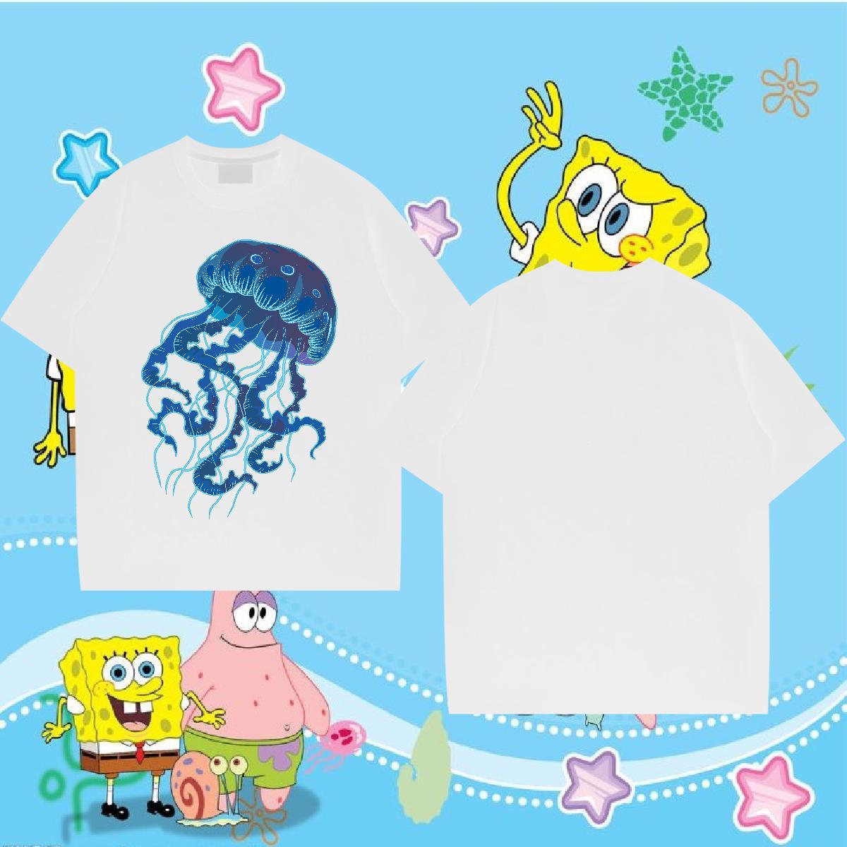 Factory Direct T shirt 230g 100% Cotton jellyfish Hip Hop Polos Breathable Short Sleeve Loose Men Clothes T-Shirt Custom Cartoon