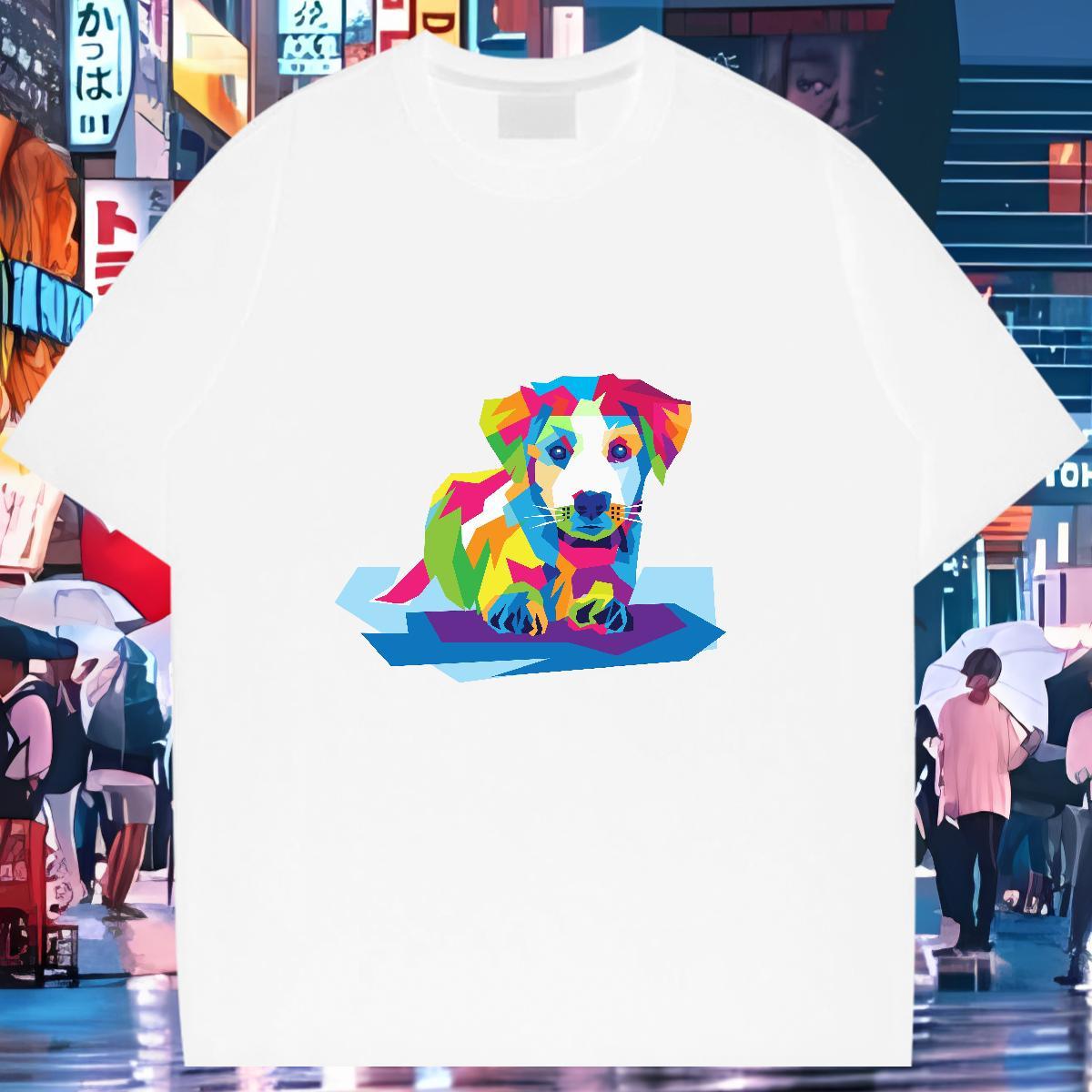 Wholesale Mens T Shirts 100% Cotton 230g dog Casual Beach Top Tees Breathable Short Sleeve High Quality Couples T Shirts Custom Cartoon