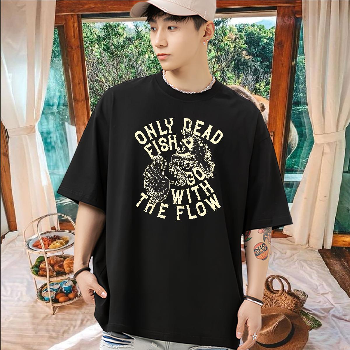 Designer Fashion Men T Shirts 100% Cotton 230g fish High Street Hip Hop Clothings O Neck Short Sleeves Brand Tshirt for Man Woman Oversized 3XL 4XL