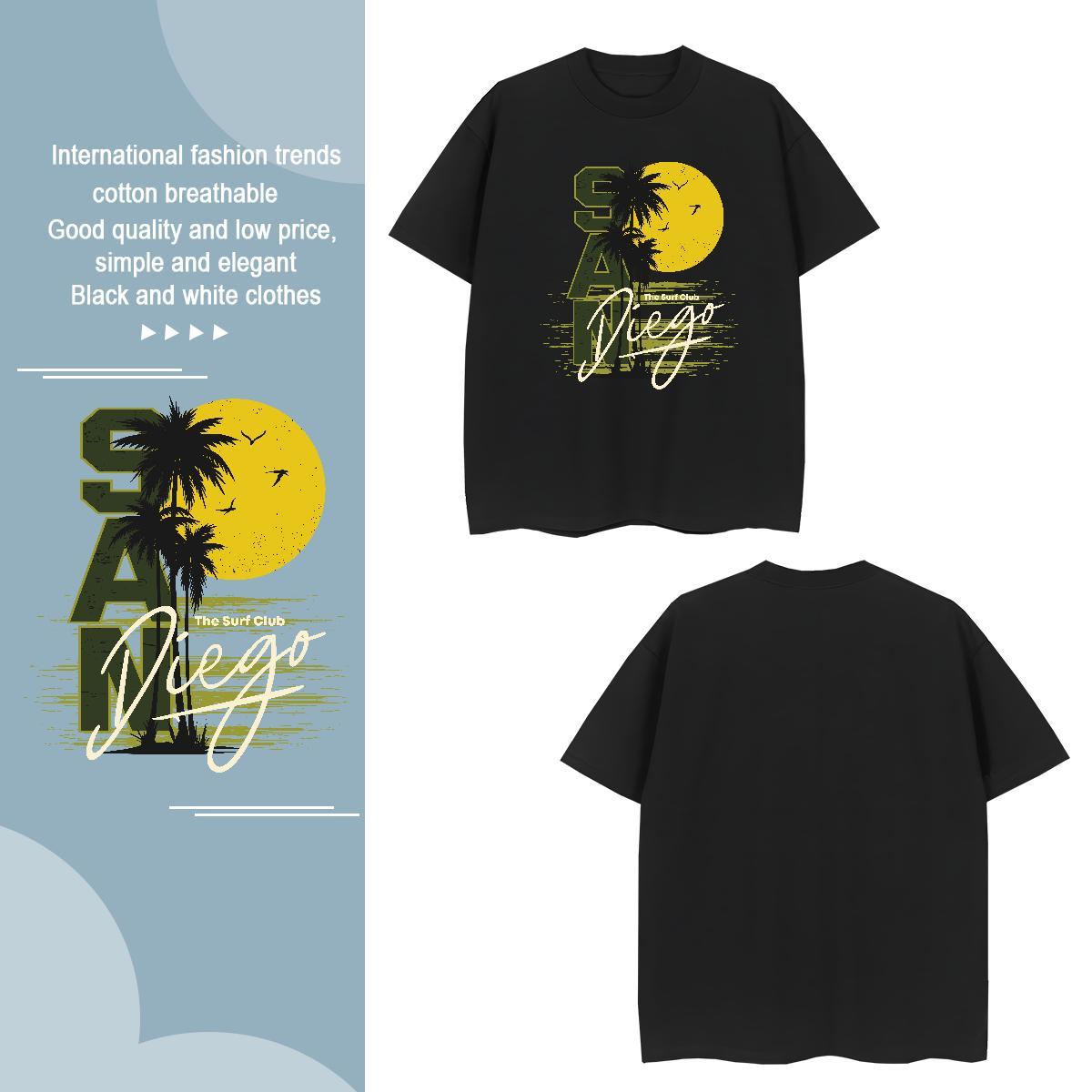 T-Shirts for Men 100% Cotton 230g sun Spring Summer Crew Neck Plus Size Cartoon Couples T Shirts 2024 Designer Comfortable Tshirts