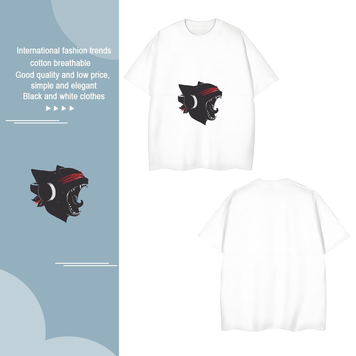 T-Shirts 230g Cotton cat Home Outdoor Crew Neck Breathable Black White Men Tshirts Factory Direct Loose Polos