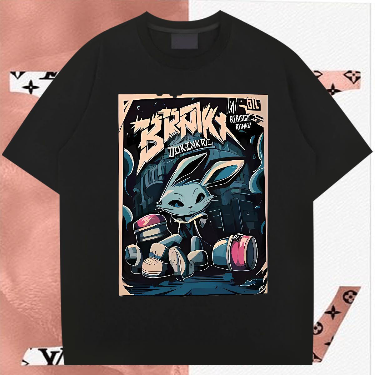 New T shirt 100% Cotton 230g rabbit Casual Tops Shirt Crew Neck Comfortable Men Tees Custom Printed