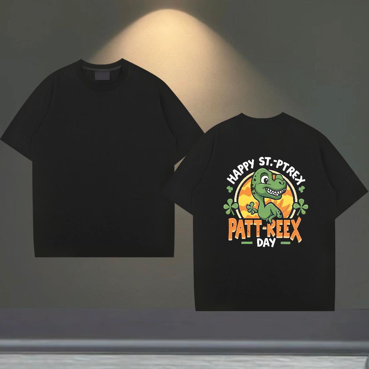 2024 Summer T Shirt For Man 100% Cotton 230g dinosaur Summer Casual Tees Breathable Short Sleeve Soft Tshirts Plus Size Cartoon