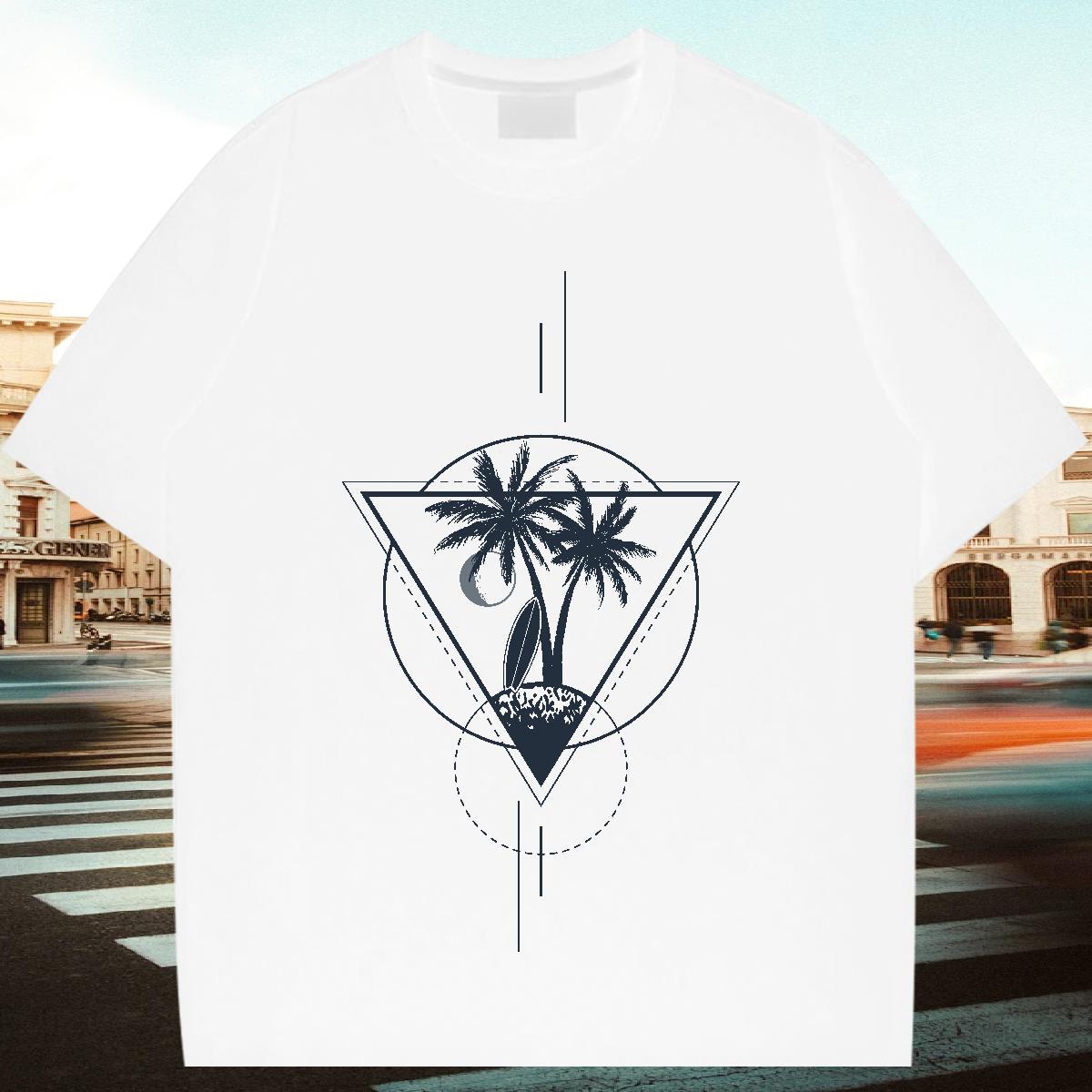 Cool Men Tshirts 100% Cotton 230g Casual tree DIY Printed Breathable Crew Neck 2024 T Shirt For Man Clothings