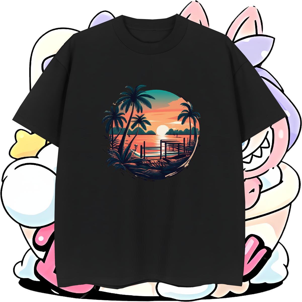 Loose Couples T Shirts 100% Cotton 230g Casual beach Custom Printed Short Sleeve O-Neck Brand T Shirt For Man Top Tees