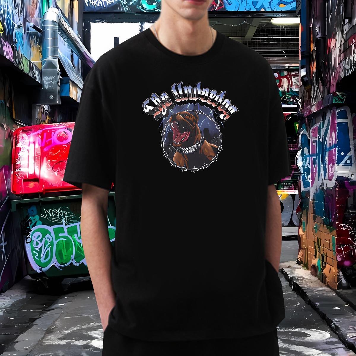 T-Shirts for Men 230g Pure Cotton dog Casual Beach Short Sleeve O-Neck Cartoon Printing L-4XL Mens Tshirts Free Shipping Brand Clothes