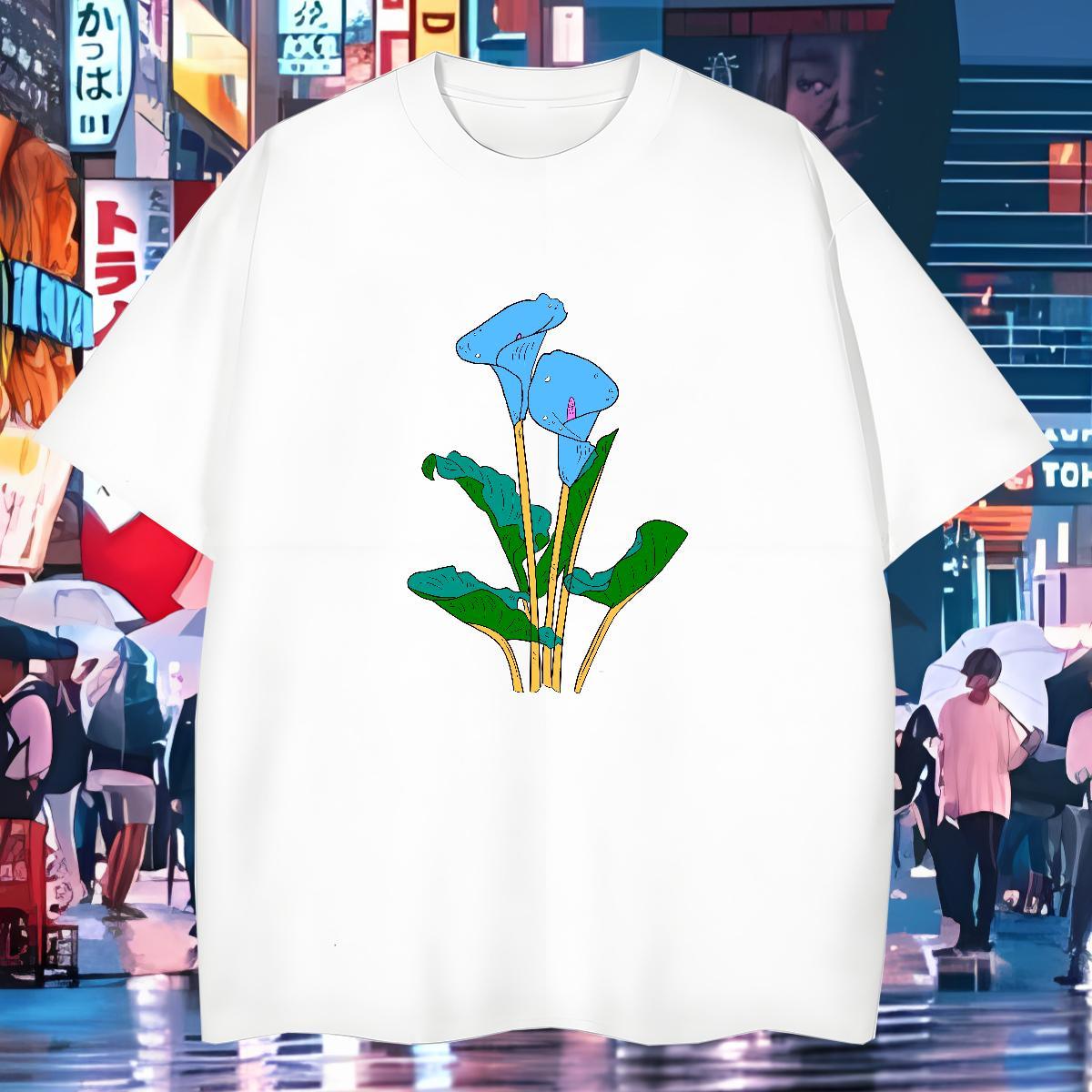 T-Shirts 230g 100% Cotton flower Sport Breathable Short Sleeve Cartoon Printing L-4XL Men Tshirts Factory Direct Free Shipping Tops Tees