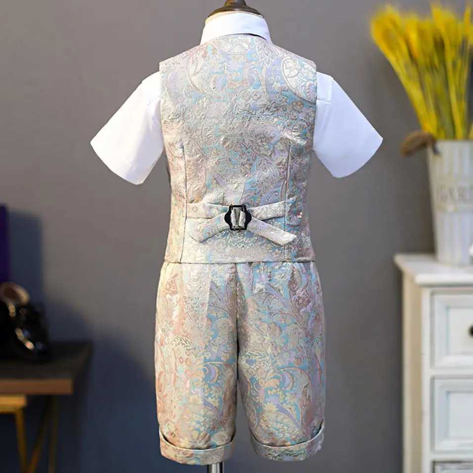 Suits 5PCS Childrens Formal Vest Suit Wedding Birthday Baptism Party Boy Gown Piano Performance Costume Kids Waistcoat Sets A2174