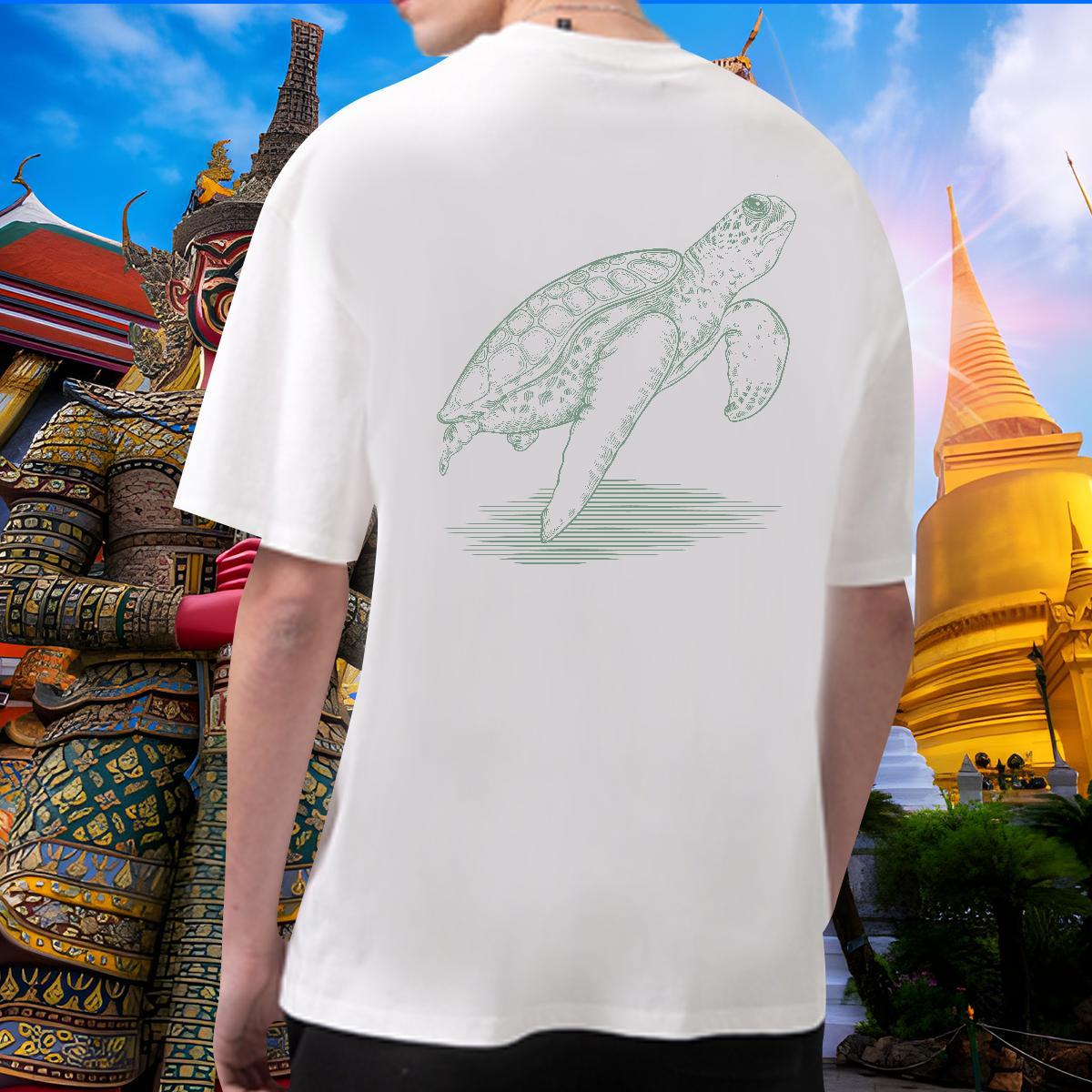 High Quality Men Clothes T-Shirt 230g Pure Cotton tortoise T-Shirts Daily Wear Short Sleeve Soft Skull 2024 DIY Clothings