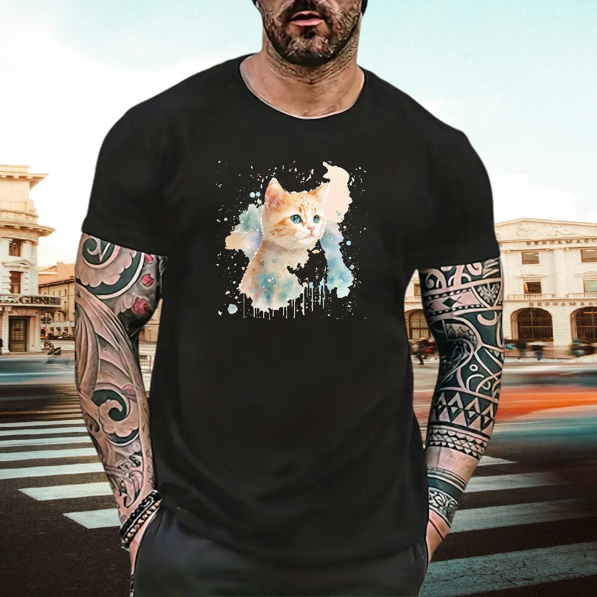 Designer Fashion T-Shirts 230g Cotton cat Home Outdoor Tee Shirt Breathable High Quality Mens Tshirts Customized