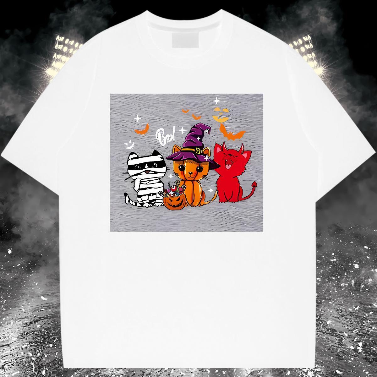 Classic Casual Man T Shirts 230g Cotton halloween Summer Casual Tops Shirt Breathable Crew Neck Wholesale Tshirt for Man Woman Custom Print Oversized