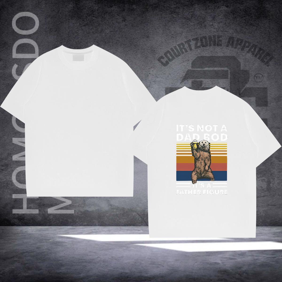 Classic Casual T Shirt For Man 230g Pure Cotton bear Daily Outfit Tees Shirts Round Neck Short Sleeve Soft Mens Tshirts Black Oversized