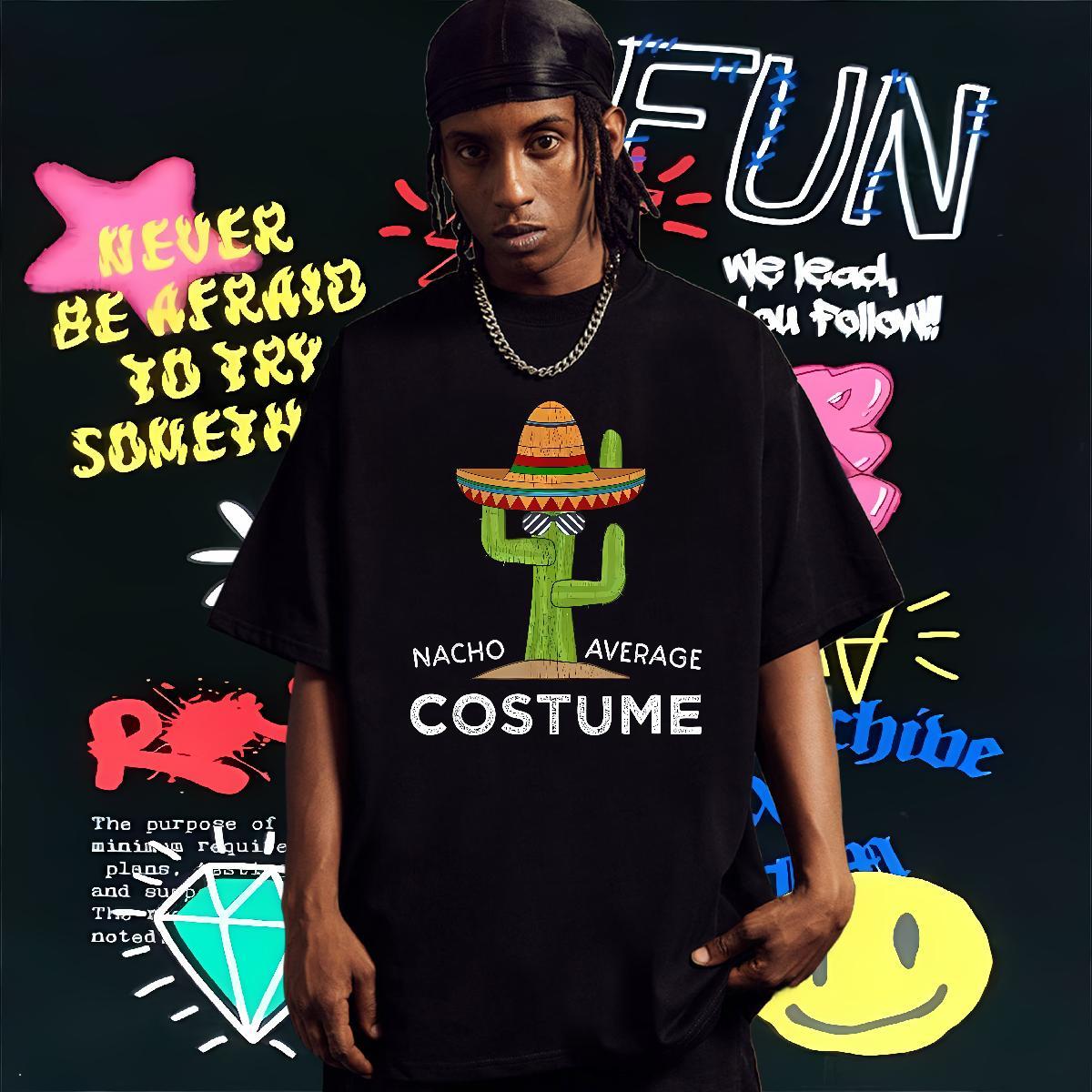 2024 New T-Shirts 230g Cotton cactus Hip Hop Street Polos Crew Neck High Quality Men Tshirts Anime