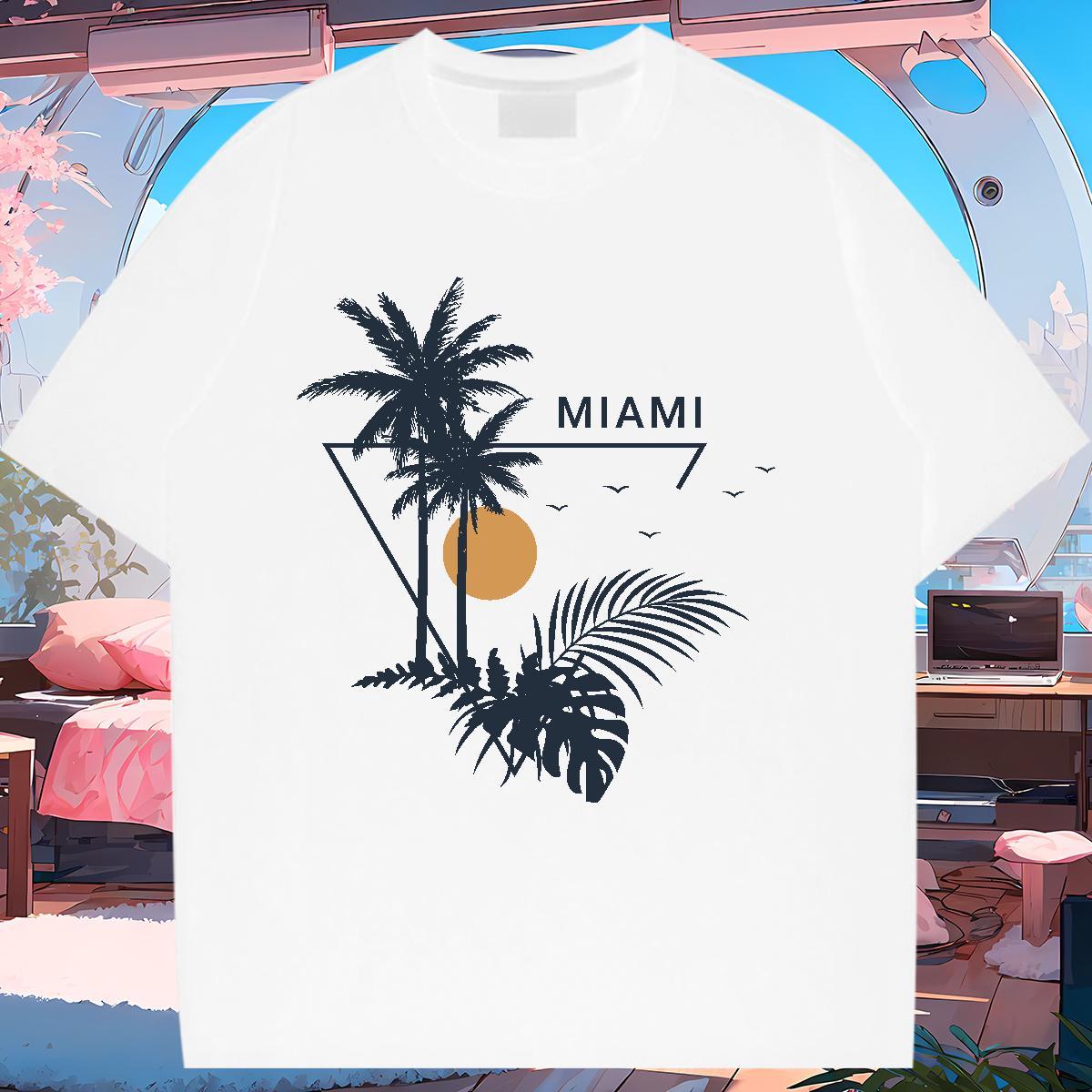 Brand T-Shirts O Neck Short Sleeves Lady T shirt Custom Print Oversized tree Beach 230g Cotton Fashion New Top Shirts