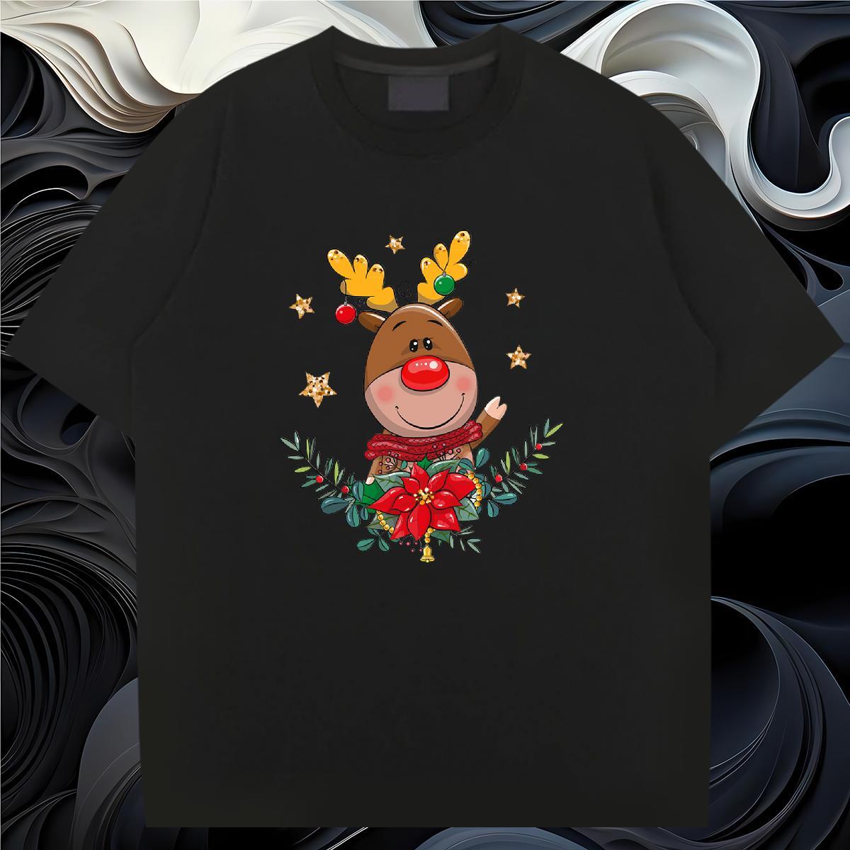 Designer T-Shirts for Men 100% Cotton 230g Christmas Casual Daily Wear Clothings Round Neck Short Sleeve Cool Tshirt for Man Woman DIY