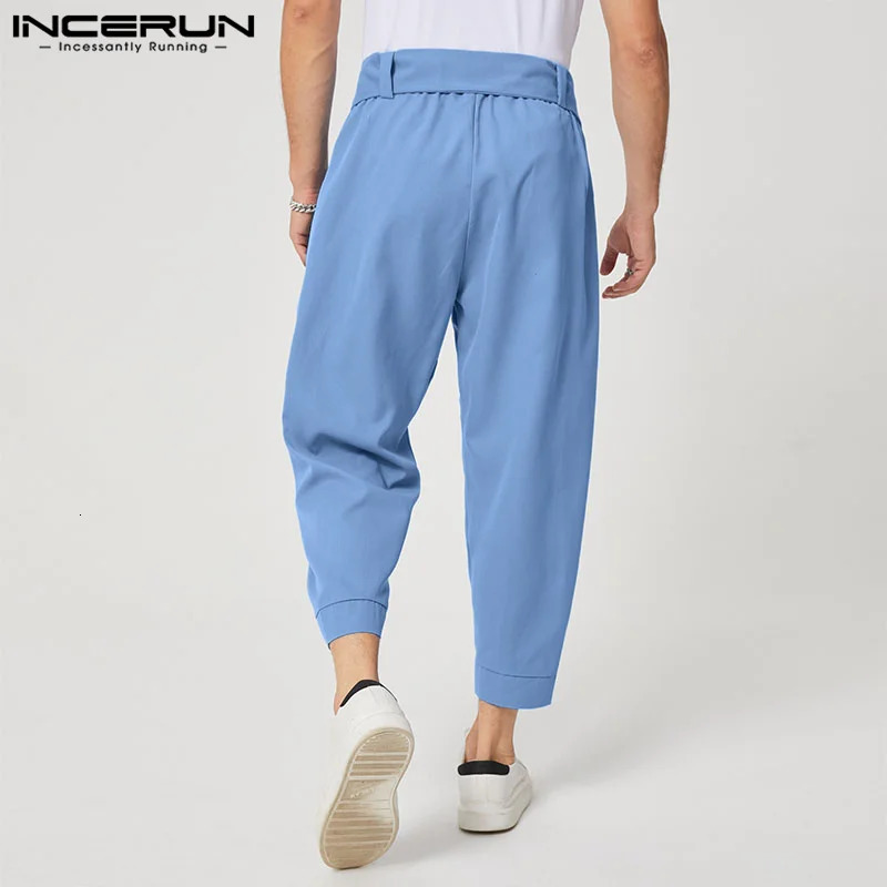 INCERUN Mens Fashion Solid Color Pants Drawstring Leisure Harem Trouser Chinomens Loose Wide Leg Trousers S5XL 240806