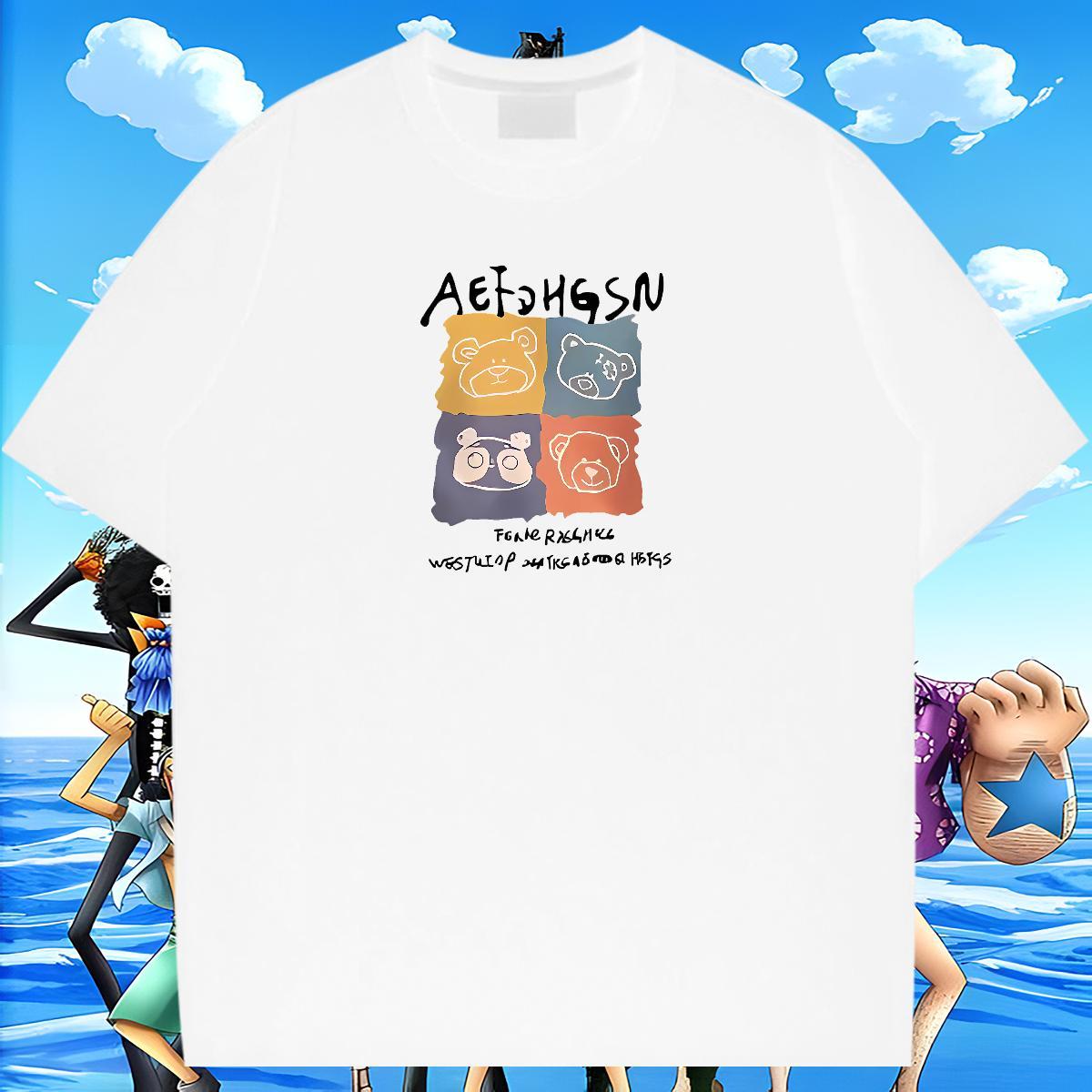 High Quality Couples T Shirts 230g Cotton Street wear Hip Hop bear DIY Printed O-Neck Short Sleeve Stylist T-Shirts Tee Shirt