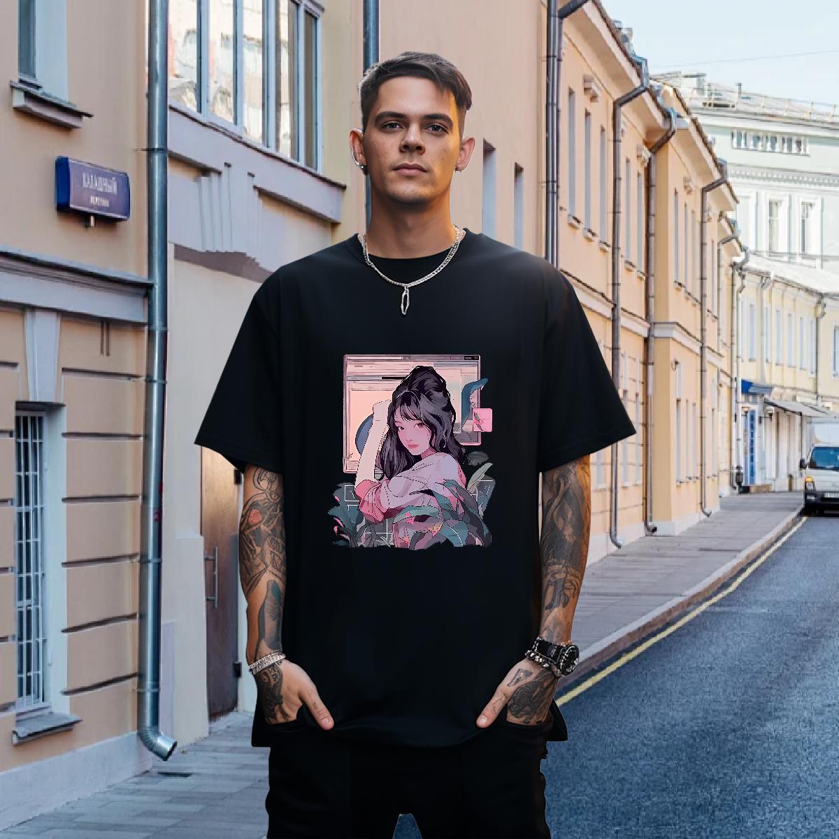 Mens T Shirts 100% Cotton 230g portrait High Street Hip Hop Breathable DIY Printed Men Tshirts 2024 Designer Cool Clothes