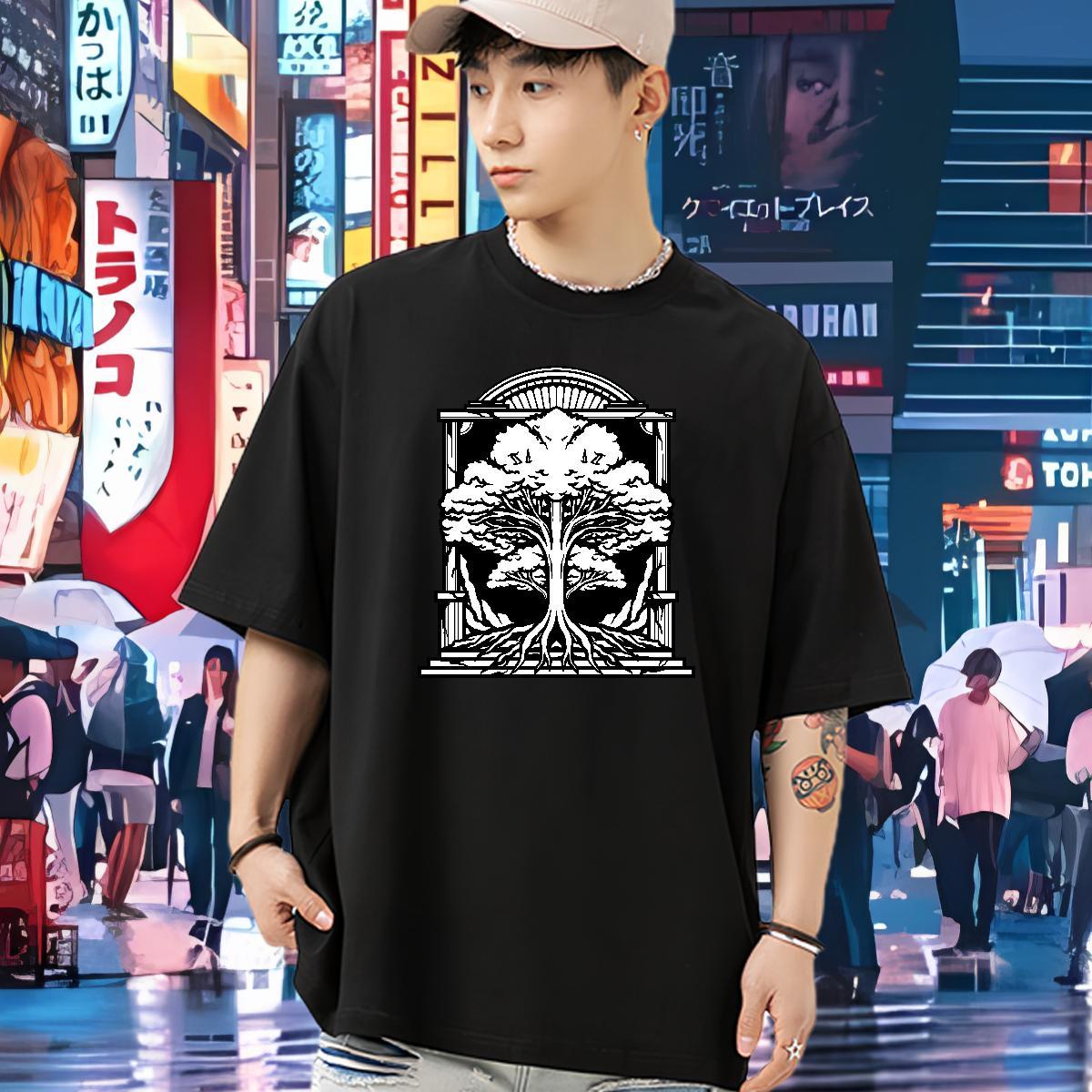 Fashion T-Shirts 230g Cotton tree Casual Daily Wear Tshirts Breathable Short Sleeve High Quality Tshirt for Man Woman Custom Print Oversized